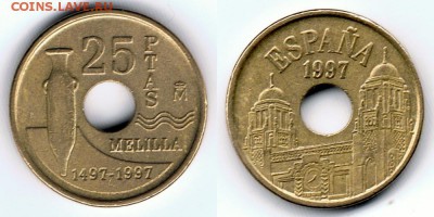 Испания 25 песет 1997 "Мелилья" (№2) до 20.08.17 22:00 - Spain_KM#983_14082017_2