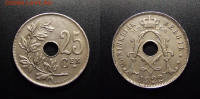 МОНЕТЫ МИРА 07-17 - Бельгия – 25 сантимов (1922)