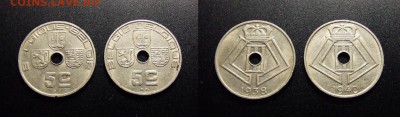 МОНЕТЫ МИРА 07-17 - Бельгия (набор №1... 5 сант. 1938 + 1940) (2 шт.)