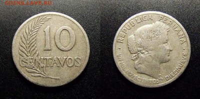 МОНЕТЫ МИРА 07-17 - Перу – 10 сентаво (1919) медь-ник.