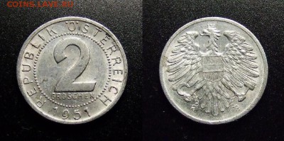 МОНЕТЫ МИРА 07-17 - Австрия – 2 гроша (1951)