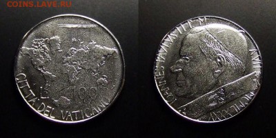 МОНЕТЫ МИРА 07-17 - Ватикан – 100 лир (1985) «Карта Мира; авиаперелёты»