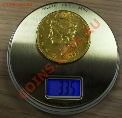 20 долларов США 1893S(double eagle) до 07.03.2011г 23-59 - вес