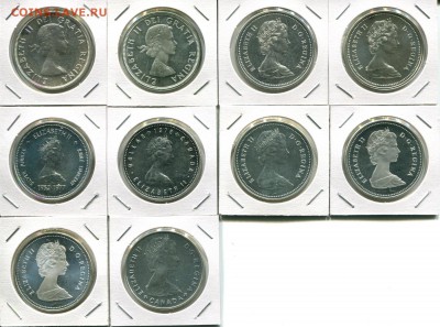 Канада 10шт по 1$ Ag 1958-1985 + бонус до 19.08.17 23-00 мск - Canada 1$-a dif