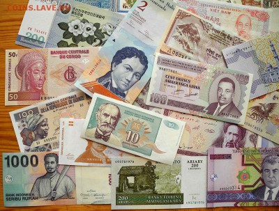 Иностранные банкноты 44 штуки. Без повтора. - 44 боны__4