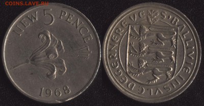с 200 руб. Гернси 4 монеты до 22:00мск 25.08.17 - Гернси 5 пенсов 1968 =50