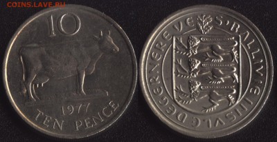с 200 руб. Гернси 4 монеты до 22:00мск 25.08.17 - Гернси 10 пенсов 1977 =85
