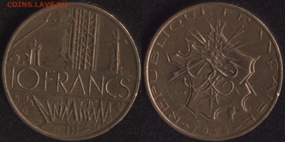 с 200 руб. Франция №2 - 5 монет до 22:00мск 25.08.17 - Франция 10 франков 1984 