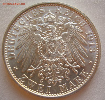 3 марки 1913 а Вильгельм II Unc c усами. - реверс1