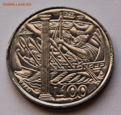 Сан Марино 100 лир 1973.  ТИРАЖ - 290 697. - 4