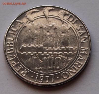 Сан Марино 100 лир 1977-2.  ТИРАЖ - 565 000. - 8