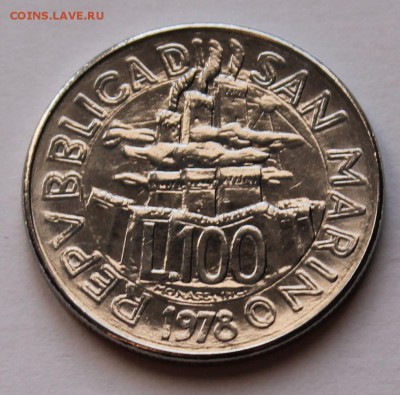 Сан Марино 100 лир 1978.  ТИРАЖ - 875 000. - 8