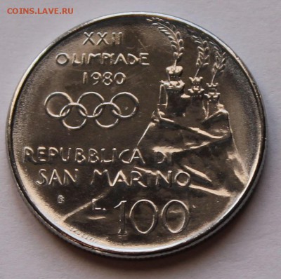 Сан Марино 100 лир 1980.  ТИРАЖ - 665 000. - 10