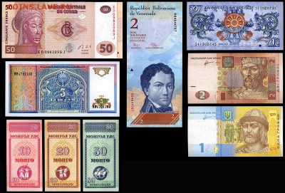С рубля. Комплект иностранных банкнот 20 штук. - 1200_____1