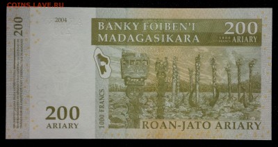 Мадагаскар 200 ариари 2004 unc до 28.08.17. 22:00 мск - 1
