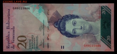 Венесуэла 20 боливаров 2011 unc до 28.08.17. 22:00 мск - 2