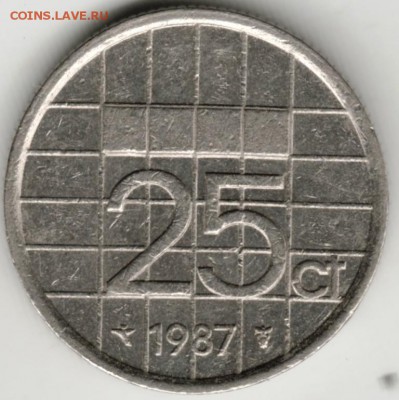 Нидерланды 25 центов 1987 г. до 24.00 28.08.17 г. - Scan-170819-0015
