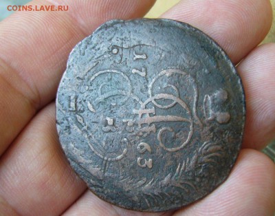 5 копеек 1763 СПМ перечекан + 5 копеек 1796 КМ - 1111