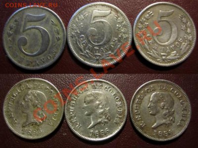 Колумбия 5 сентавос 1886г. Остатки! - col