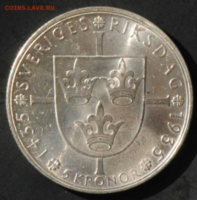 Швеция, 5 крон 1935, юбилей, без оборота. С 1500. До 25.08 - 016
