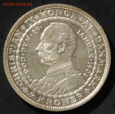 Дания, 2 кроны 1906, юбилейная, отличная. С 2500. До 25.08 - 023