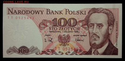 Польша 100 злотых 1988 unc до 31.08.17. 22:00 мск - 2