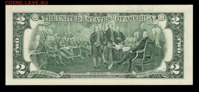 США 2 доллара 2013 UNC 2 шт. до 30.08 22:00 - 2$ 2013 (960) реверс