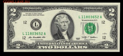 США 2 доллара 2009 UNC 2 шт. до 30.08 22:00 - 2$ 2009 (652) аверс