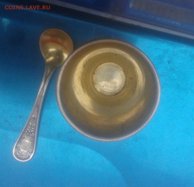 СЕРЕБРЯНАЯ СТОПКА С ЛОЖКОЙ 1896 ГОД - 00