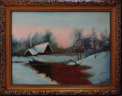 КАРТИНА   "Заснеженная  Заимка" холст,масло. - DSCN4920
