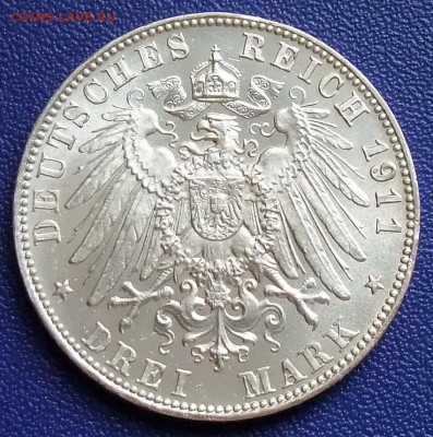 Бавария. 3 марки 1911. Луитпольд. До 05.09.17 в 21:30. - Bayern-3-1911-.JPG