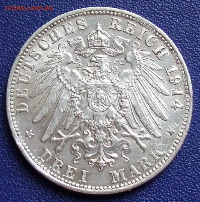 Бавария. 3 марки 1914. До 05.09.17 в 21:30. - Bayern-3-1914-.JPG