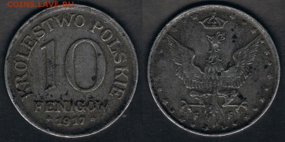 Королевство Польское 10 фенигов 1917 до 09.09.17 22:00 МСК - Poland_Y#6_1917_02092017