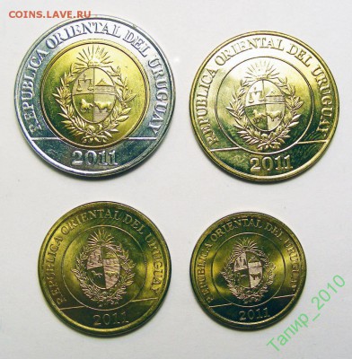 Фауна на монетах. Уругвай 4 монеты 2011  до 7.09 в 22.00 - 37567286 (1)
