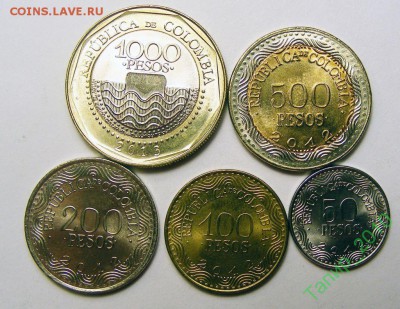 Фауна на монетах.Колумбия 5 монет 2012-1012 до 7.09 в 22.00 - 37592403