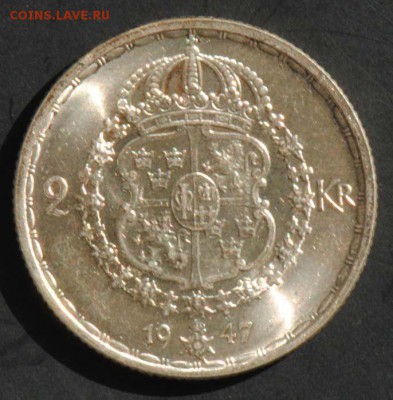 Швеция, 2 кроны 1947, без обращения. С 500. До 08.09 - 001