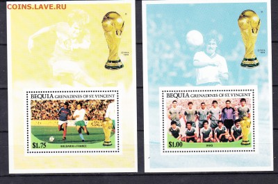 Гренадины Ст Винсент BEOUIA 1986 футбол 2 блока - 48б