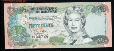 БАГАМЫ 50 ЦЕНТОВ 2000 UNC - 1 001