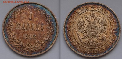 1 марка 1865, 1866 и 1908 гг для Финляндии, оценка - 1-1908
