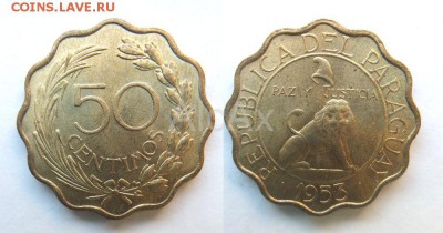 Парагвай 50 сентимо 1953 KM# 28 до 11.09 - 52662285
