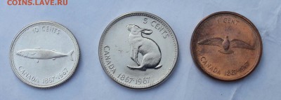 Канада.  Юбилейные 10, 5, 1 цент 1967 до 10.09 22:00 - 20170906_171055