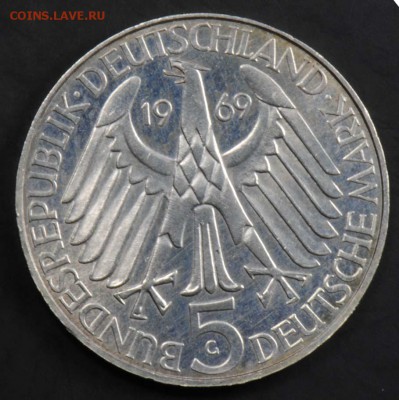 ФРГ, 5 марок 1969 G, Фонтен. С 400. До 10.09 - 028