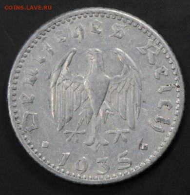 III рейх, 50 рейхспфеннигов 1935 А . С 50. До 10.09 - 038