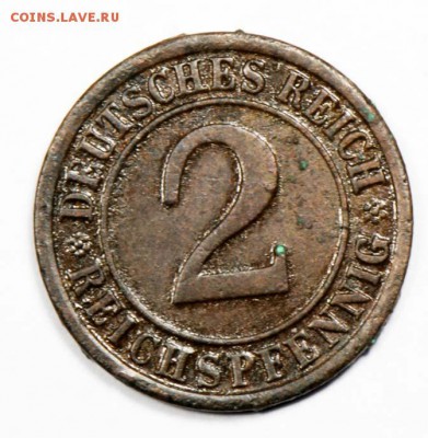 Веймарская Республика, 2 рейхспфеннига 1924 А. С 10.До 10.09 - 065