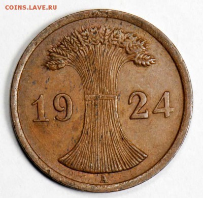 Веймарская Республика, 2 рентенпфеннига 1924 А.С 10.До 10.09 - 068