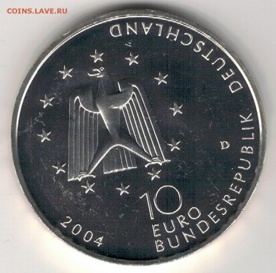 Ag ФРГ 10€ 2004D КОСМИЧЕСКАЯ СТАНЦИЯ 14.09.17 В 22.00 (Е220) - 5-фрг2004а