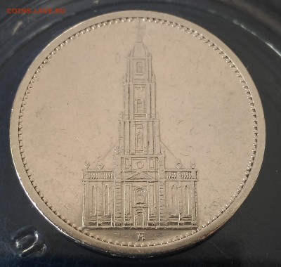Германия 5 марок. Кирха.  1934 А - Германия 3 рейх 5 марок 1934 А Кирха реверс