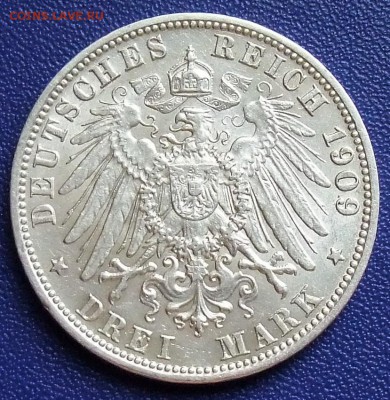 Бавария. 3 марки 1909. До 15.09.17 в 21:30. - Bayern-3-1909-.JPG