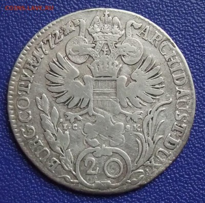 Австрия. 20 крейцеров 1772 IC-SK. До 15.09.17 в 21:30. - 3-20a