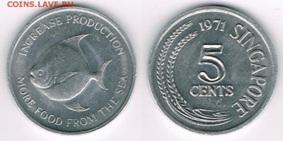 Сингапур 5 центов 1971 "ФАО (Рыба)" до 17.09.17 в 22:00 - Singapore_KM#8_09082017